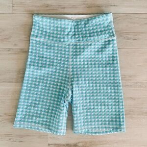 NWT Anthropologie The Upside Blue Gingham Bike Shorts